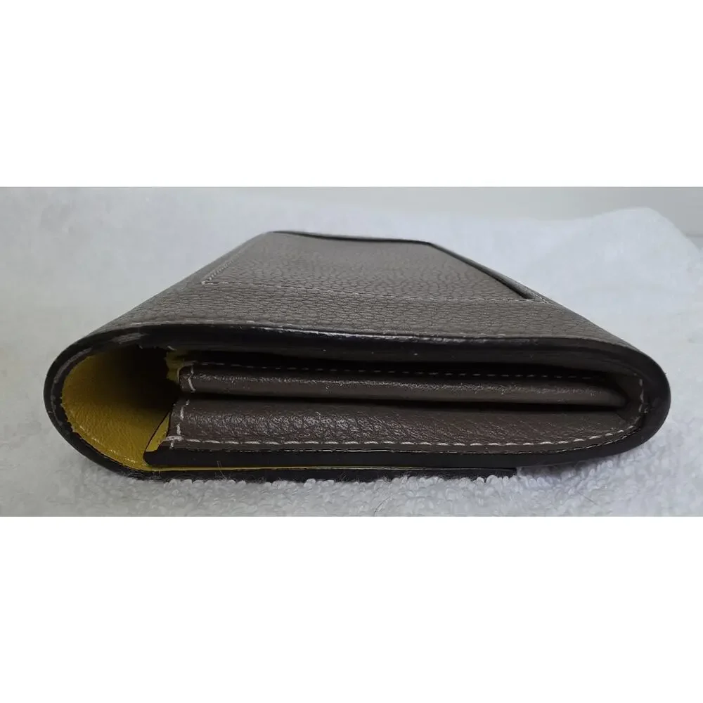 CELINE Women’s Long Snap Wallet, Yellow Interior, Zip Coin, Cards w/COA